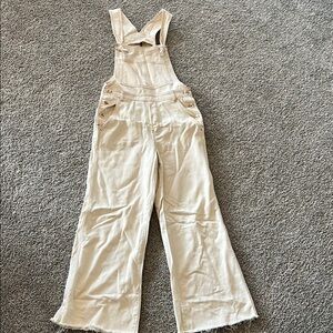 Aerie Cream Wide Leg Overalls